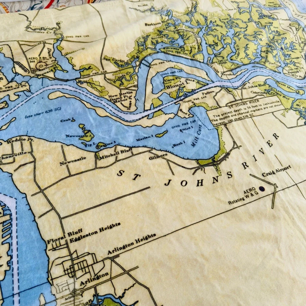 NEW without TAGS Plush Jacksonville, FL (Florida) Vintage Map Blanket